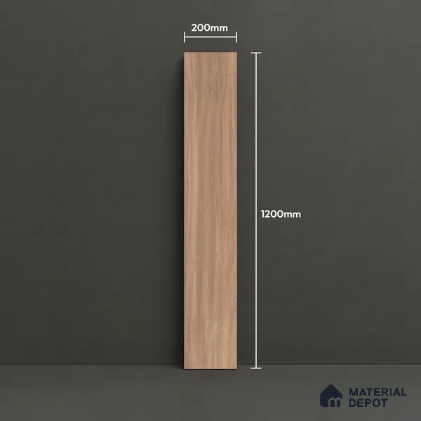 Brown Wood Floor Tile TL 06740 B Gravier Alpine Earth 1200x195 mm Vitrified Carving Matte Finish - 9 mm | 6 Random Design | Suitable for Living Room, Bedroom, Bathroom | 2-3 mm Spacer is Mandatory
