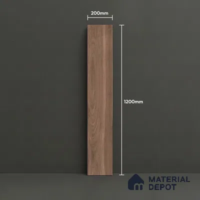 Brown Wood Floor Tile TL 06741 Gravier Mystic Barkwood 1200x195 mm Vitrified Carving Matte Finish - 9 mm | 12 Random Design | Suitable for Living Room, Bedroom, Bathroom | 2-3 mm Spacer is Mandatory