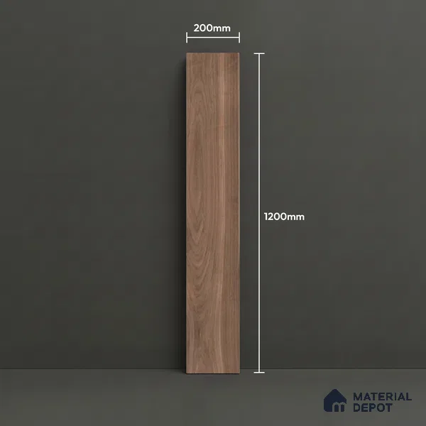 Brown Wood Floor Tile TL 06741 Gravier Mystic Barkwood 1200x195 mm Vitrified Carving Matte Finish - 9 mm | 12 Random Design | Suitable for Living Room, Bedroom, Bathroom | 2-3 mm Spacer is Mandatory