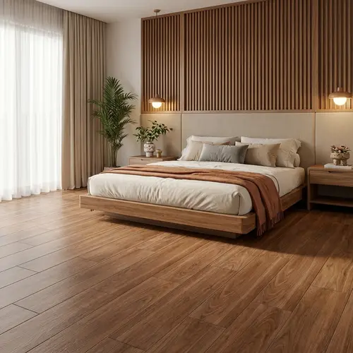 Brown Wood Floor Tile TL 06741 Gravier Mystic Barkwood 1200x195 mm Vitrified Carving Matte Finish - 9 mm | 12 Random Design | Suitable for Living Room, Bedroom, Bathroom | 2-3 mm Spacer is Mandatory