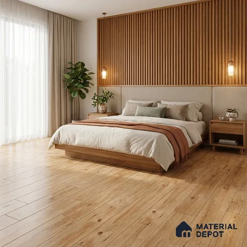 Brown Wood Floor Tile TL 06742 B Gravier Heritage Cream 1200x195 mm Vitrified Carving Matte Finish - 9 mm | 6 Random Design | Suitable for Living Room, Bedroom, Bathroom | 2-3 mm Spacer is Mandatory