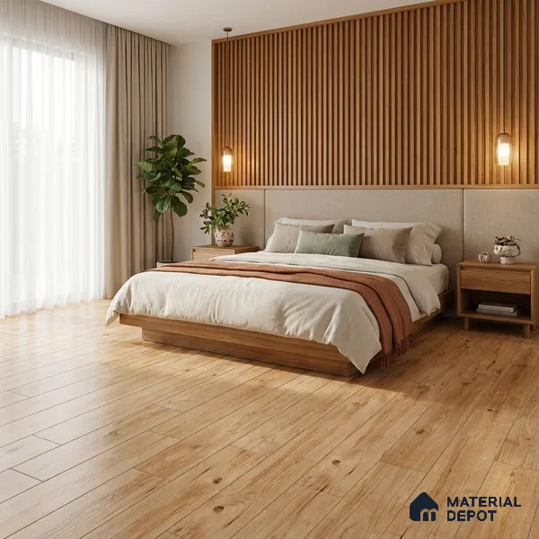Brown Wood Floor Tile TL 06742 B Gravier Heritage Cream 1200x195 mm Vitrified Carving Matte Finish - 9 mm | 6 Random Design | Suitable for Living Room, Bedroom, Bathroom | 2-3 mm Spacer is Mandatory (Sample)
