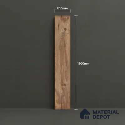 Brown Wood Floor Tile TL 06742 Gravier Antique Dune 1200x195 mm Vitrified Carving Matte Finish - 9 mm | 6 Random Design | Suitable for Living Room, Bedroom, Bathroom | 2-3 mm Spacer is Mandatory