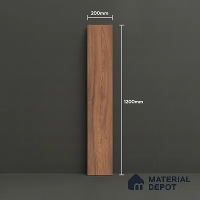 Brown Wood Floor Tile TL 06743 B Gravier Golden Serenade 1200x195 mm Vitrified Carving Matte Finish - 9 mm | 9 Random Design | Suitable for Living Room, Bedroom, Bathroom | 2-3 mm Spacer is Mandatory