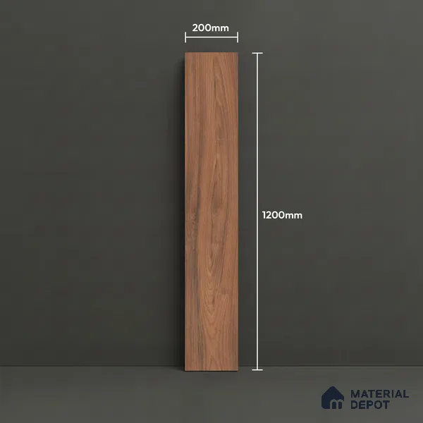 Brown Wood Floor Tile TL 06743 B Gravier Golden Serenade 1200x195 mm Vitrified Carving Matte Finish - 9 mm | 9 Random Design | Suitable for Living Room, Bedroom, Bathroom | 2-3 mm Spacer is Mandatory