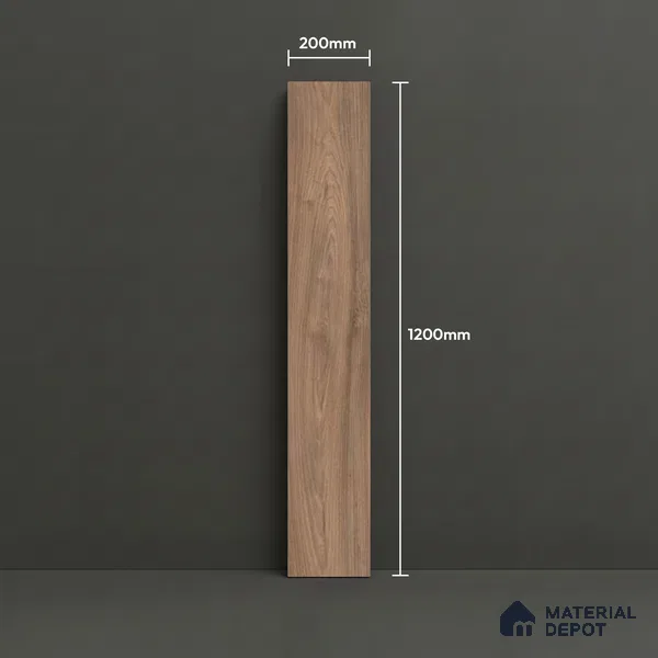Brown Wood Floor Tile TL 06743 C Gravier Earthen Serenade 1200x195 mm Vitrified Carving Matte Finish - 9 mm | 9 Random Design | Suitable for Living Room, Bedroom, Bathroom | 2-3 mm Spacer is Mandatory