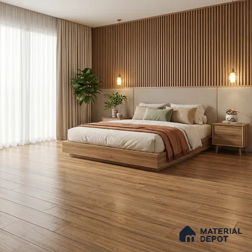 Brown Wood Floor Tile TL 06743 Gravier Serenade Sand 1200x195 mm Vitrified Carving Matte Finish - 9 mm | 9 Random Design | Suitable for Living Room, Bedroom, Bathroom | 2-3 mm Spacer is Mandatory