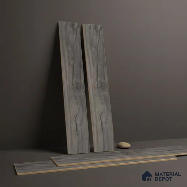 Grey Wood Floor Tile TL 06744 B Gravier Heritage Verde 1200x195 mm Vitrified Carving Matte Finish - 9 mm | 12 Random Design | Suitable for Living Room, Bedroom, Bathroom | 2-3 mm Spacer is Mandatory
