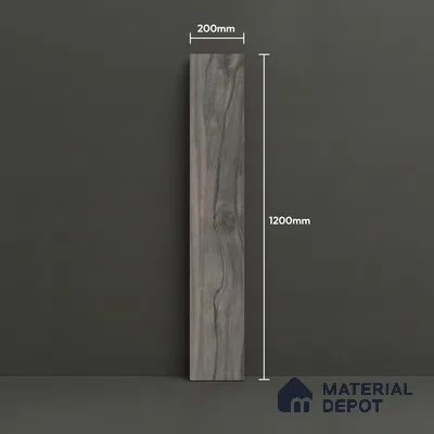 Grey Wood Floor Tile TL 06744 B Gravier Heritage Verde 1200x195 mm Vitrified Carving Matte Finish - 9 mm | 12 Random Design | Suitable for Living Room, Bedroom, Bathroom | 2-3 mm Spacer is Mandatory