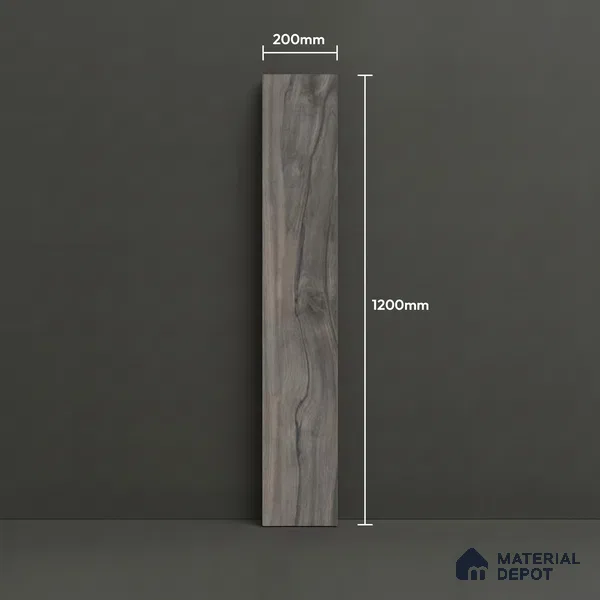 Grey Wood Floor Tile TL 06744 B Gravier Heritage Verde 1200x195 mm Vitrified Carving Matte Finish - 9 mm | 12 Random Design | Suitable for Living Room, Bedroom, Bathroom | 2-3 mm Spacer is Mandatory