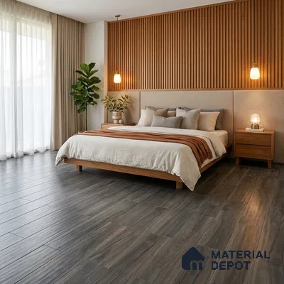 Grey Wood Floor Tile TL 06744 B Gravier Heritage Verde 1200x195 mm Vitrified Carving Matte Finish - 9 mm | 12 Random Design | Suitable for Living Room, Bedroom, Bathroom | 2-3 mm Spacer is Mandatory (Sample)