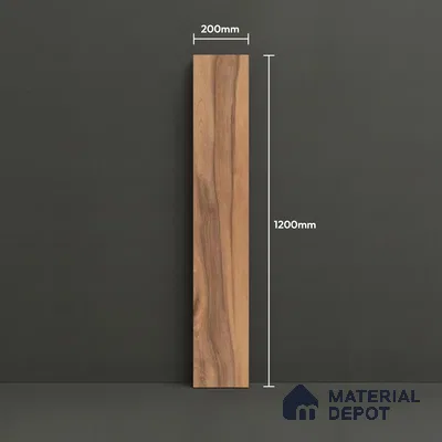 Brown Wood Floor Tile TL 06744 Gravier Heritage Sandstone 1200x195 mm Vitrified Carving Matte Finish - 9 mm | 12 Random Design | Suitable for Living Room, Bedroom, Bathroom | 2-3 mm Spacer is Mandatory