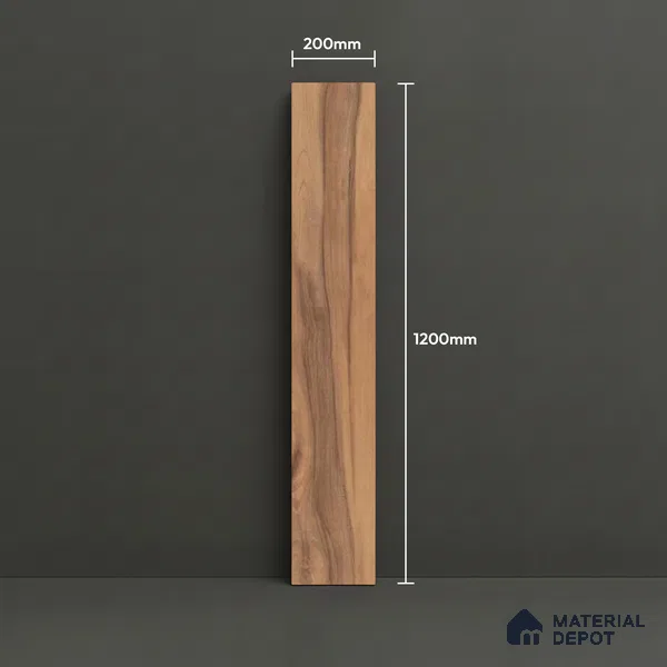 Brown Wood Floor Tile TL 06744 Gravier Heritage Sandstone 1200x195 mm Vitrified Carving Matte Finish - 9 mm | 12 Random Design | Suitable for Living Room, Bedroom, Bathroom | 2-3 mm Spacer is Mandatory