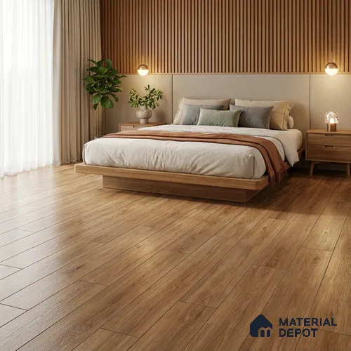 Brown Wood Floor Tile TL 06744 Gravier Heritage Sandstone 1200x195 mm Vitrified Carving Matte Finish - 9 mm | 12 Random Design | Suitable for Living Room, Bedroom, Bathroom | 2-3 mm Spacer is Mandatory