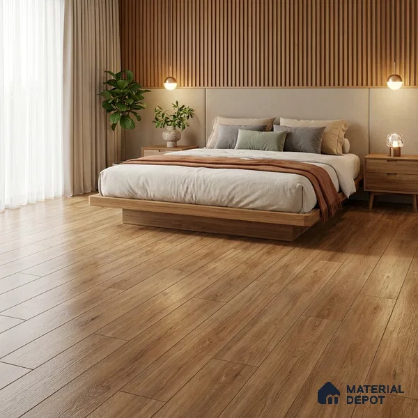 Brown Wood Floor Tile TL 06744 Gravier Heritage Sandstone 1200x195 mm Vitrified Carving Matte Finish - 9 mm | 12 Random Design | Suitable for Living Room, Bedroom, Bathroom | 2-3 mm Spacer is Mandatory