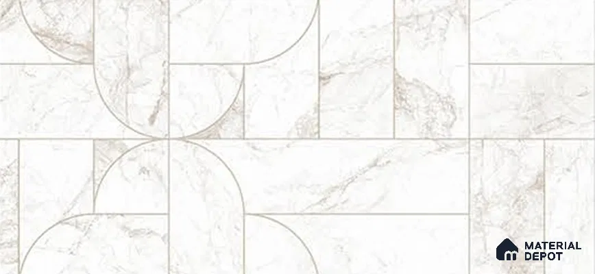 White Highlighter Wall Tile TL 06747 B Gravier Crowned Bronze Etch 5.2 ft x 2.6 ft Vitrified Carving Satin Finish - 9 mm |  | Suitable for Living Room, Bedroom, Bathroom