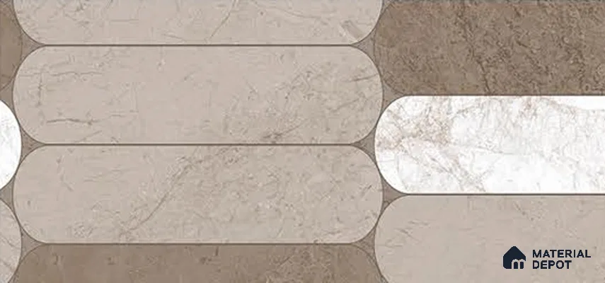Grey Highlighter Wall Tile TL 06748 B Gravier Hearthstone Mocha Etch 5.2 ft x 2.6 ft Vitrified Carving Matte Finish - 9 mm |  | Suitable for Living Room, Bedroom, Bathroom