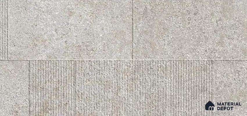 Grey Highlighter Wall Tile TL 06753 F Gravier Echo Mist Etch 800x1600 mm Vitrified Carving Matte Finish - 9 mm | 4 Random Design | Suitable for Living Room, Bedroom, Bathroom