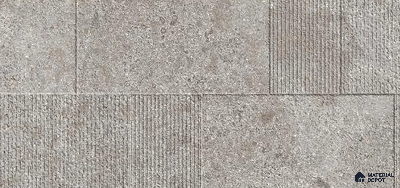 Grey Highlighter Wall Tile TL 06753 J Gravier Summit Smoke Etch 5.2 ft x 2.6 ft Vitrified Carving Matte Finish - 9 mm | 4 Random Design | Suitable for Living Room, Bedroom, Bathroom