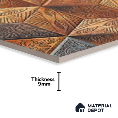 Brown Highlighter Wall Tile TL 06756 B Lustra Aurora Accent 2 ft x 1 ft Ceramic Carving Satin Finish - 9 mm | Suitable For Kitchen, Bathroom, Balcony & Accent/Feature Wall