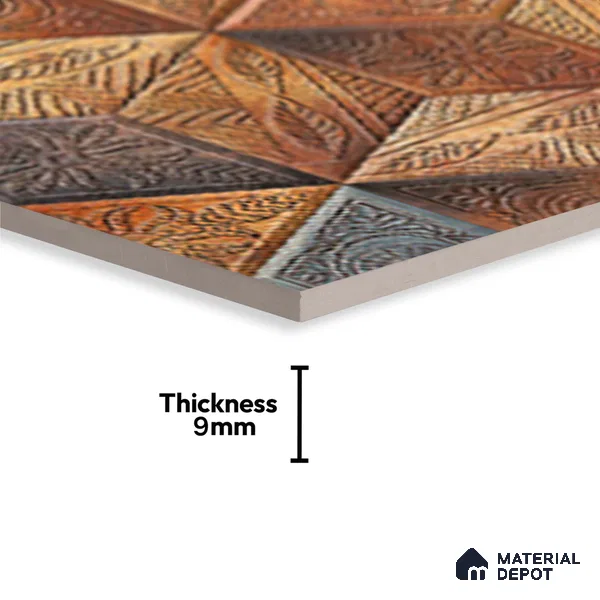 Brown Highlighter Wall Tile TL 06756 B Lustra Aurora Accent 2 ft x 1 ft Ceramic Carving Satin Finish - 9 mm | Suitable For Kitchen, Bathroom, Balcony & Accent/Feature Wall