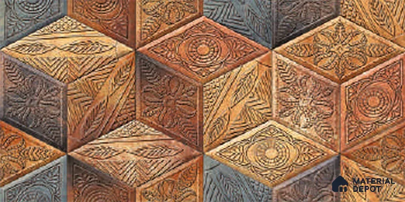 Brown Highlighter Wall Tile TL 06756 B Lustra Aurora Accent 2 ft x 1 ft Ceramic Carving Satin Finish - 9 mm | Suitable For Kitchen, Bathroom, Balcony & Accent/Feature Wall