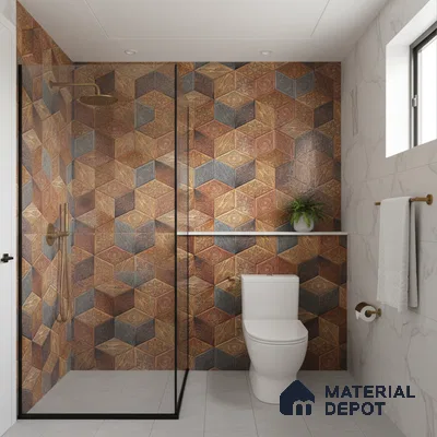 Brown Highlighter Wall Tile TL 06756 B Lustra Aurora Accent 2 ft x 1 ft Ceramic Carving Satin Finish - 9 mm | Suitable For Kitchen, Bathroom, Balcony & Accent/Feature Wall