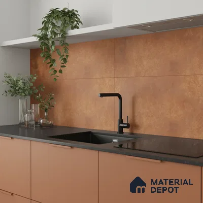 Brown Rustic Wall Tile TL 06756 C Lustra Solar Ember 2 ft x 1 ft Ceramic Carving Satin Finish - 9 mm |  | Suitable for Living Room, Bedroom, Bathroom