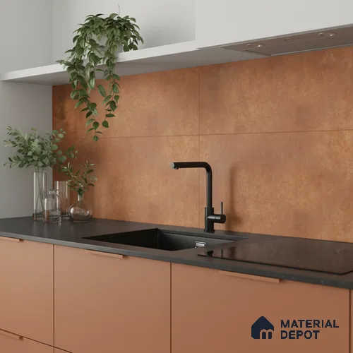 Brown Rustic Wall Tile TL 06756 C Lustra Solar Ember 2 ft x 1 ft Ceramic Carving Satin Finish - 9 mm |  | Suitable for Living Room, Bedroom, Bathroom