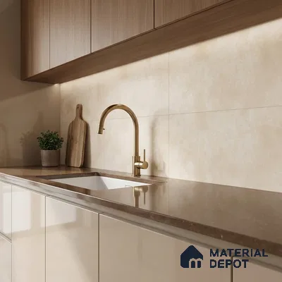Cream Rustic Wall Tile TL 06756 Lustra Aurora Beige 2 ft x 1 ft Ceramic Carving Satin Finish - 9 mm |  | Suitable for Living Room, Bedroom, Bathroom (Sample)