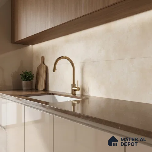 Cream Rustic Wall Tile TL 06756 Lustra Aurora Beige 2 ft x 1 ft Ceramic Carving Satin Finish - 9 mm |  | Suitable for Living Room, Bedroom, Bathroom