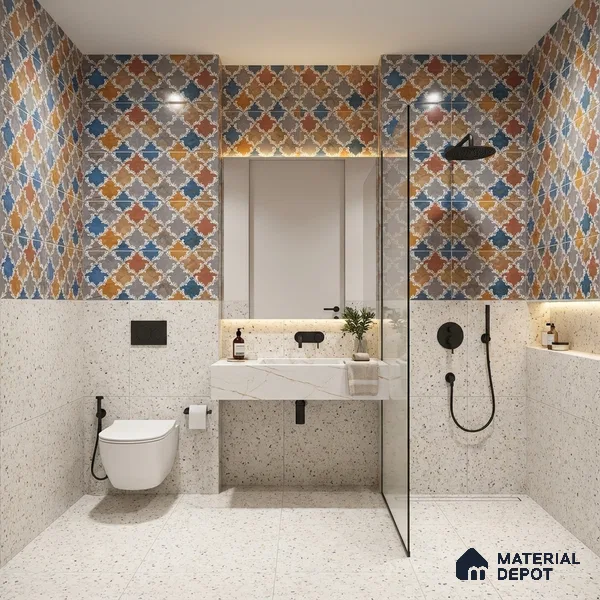 Grey Highlighter Wall Tile TL 06758 C Lustra Urban Stone Accent 2 ft x 1 ft Ceramic Glossy Finish - 9 mm | | Suitable for Living Room, Bedroom, Bathroom