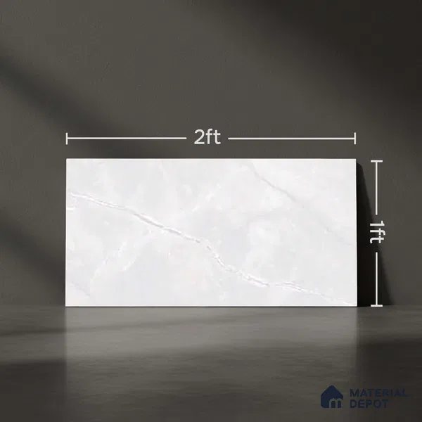 White Marble Wall Tile TL 06758 Lustra Urban Ice 2 ft x 1 ft Ceramic Glossy Finish - 9 mm | | Suitable for Living Room, Bedroom, Bathroom