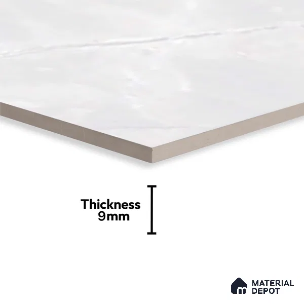 White Marble Wall Tile TL 06758 Lustra Urban Ice 2 ft x 1 ft Ceramic Glossy Finish - 9 mm | | Suitable for Living Room, Bedroom, Bathroom