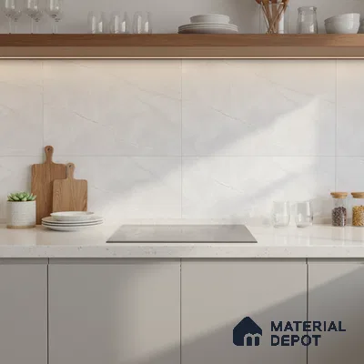 White Marble Wall Tile TL 06758 Lustra Urban Ice 2 ft x 1 ft Ceramic Glossy Finish - 9 mm |  | Suitable for Living Room, Bedroom, Bathroom