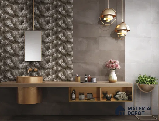 Brown Highlighter Wall Tile TL 06760 C Lustra Verdant Radiance 2 ft x 1 ft Ceramic Carving Glossy Finish - 9 mm | Suitable For Kitchen, Bathroom & Accent/Feature Wall