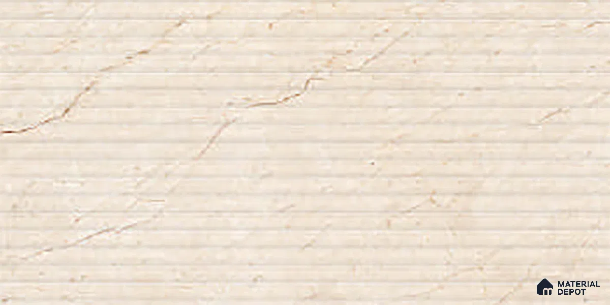 Cream Punch Wall Tile TL 06763 B Lustra Terra Tierra 2 ft x 1 ft Ceramic Carving Satin Finish - 9 mm | | Suitable for Living Room, Bedroom, Bathroom