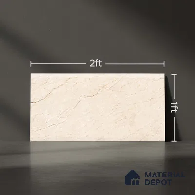 Cream Marble Wall Tile TL 06763 Lustra Terra Tab 2 ft x 1 ft Ceramic Carving Satin Finish - 9 mm |  | Suitable for Living Room, Bedroom, Bathroom