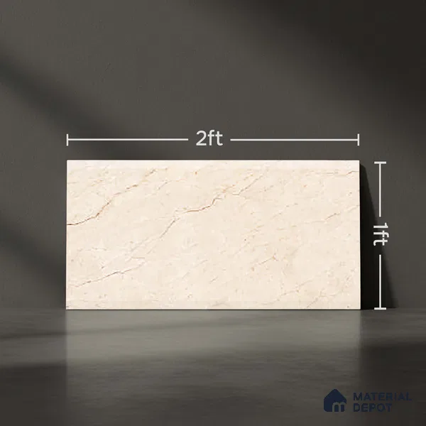 Cream Marble Wall Tile TL 06763 Lustra Terra Tab 2 ft x 1 ft Ceramic Carving Satin Finish - 9 mm |  | Suitable for Living Room, Bedroom, Bathroom