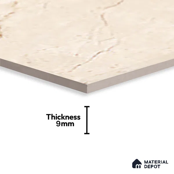 Cream Marble Wall Tile TL 06763 Lustra Terra Tab 2 ft x 1 ft Ceramic Carving Satin Finish - 9 mm |  | Suitable for Living Room, Bedroom, Bathroom