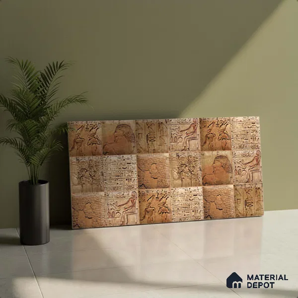 Brown Highlighter Wall Tile TL 06764 Lustra Nova Trace 2 ft x 1 ft Ceramic Carving Satin Finish - 9 mm | Suitable For Kitchen, Bathroom, Balcony & Accent/Feature Wall
