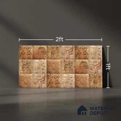 Brown Highlighter Wall Tile TL 06764 Lustra Nova Trace 2 ft x 1 ft Ceramic Carving Satin Finish - 9 mm | Suitable For Kitchen, Bathroom, Balcony & Accent/Feature Wall