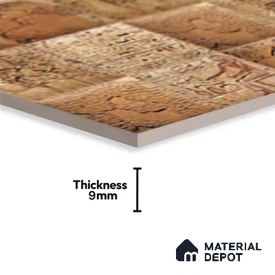 Brown Highlighter Wall Tile TL 06764 Lustra Nova Trace 2 ft x 1 ft Ceramic Carving Satin Finish - 9 mm | Suitable For Kitchen, Bathroom, Balcony & Accent/Feature Wall