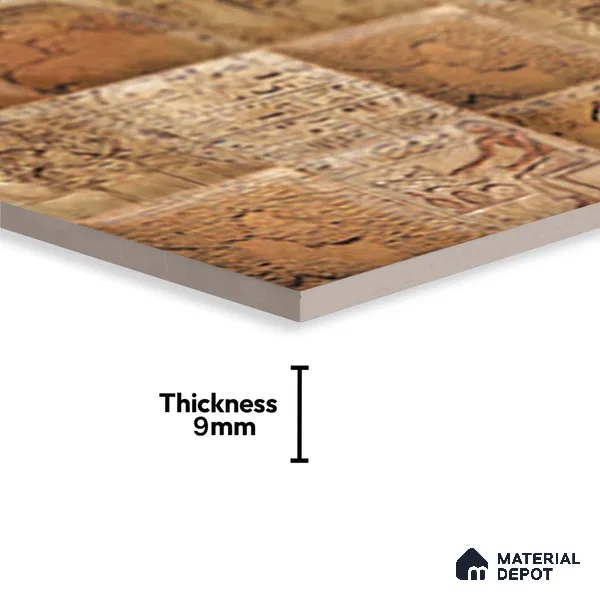 Brown Highlighter Wall Tile TL 06764 Lustra Nova Trace 2 ft x 1 ft Ceramic Carving Satin Finish - 9 mm | Suitable For Kitchen, Bathroom, Balcony & Accent/Feature Wall