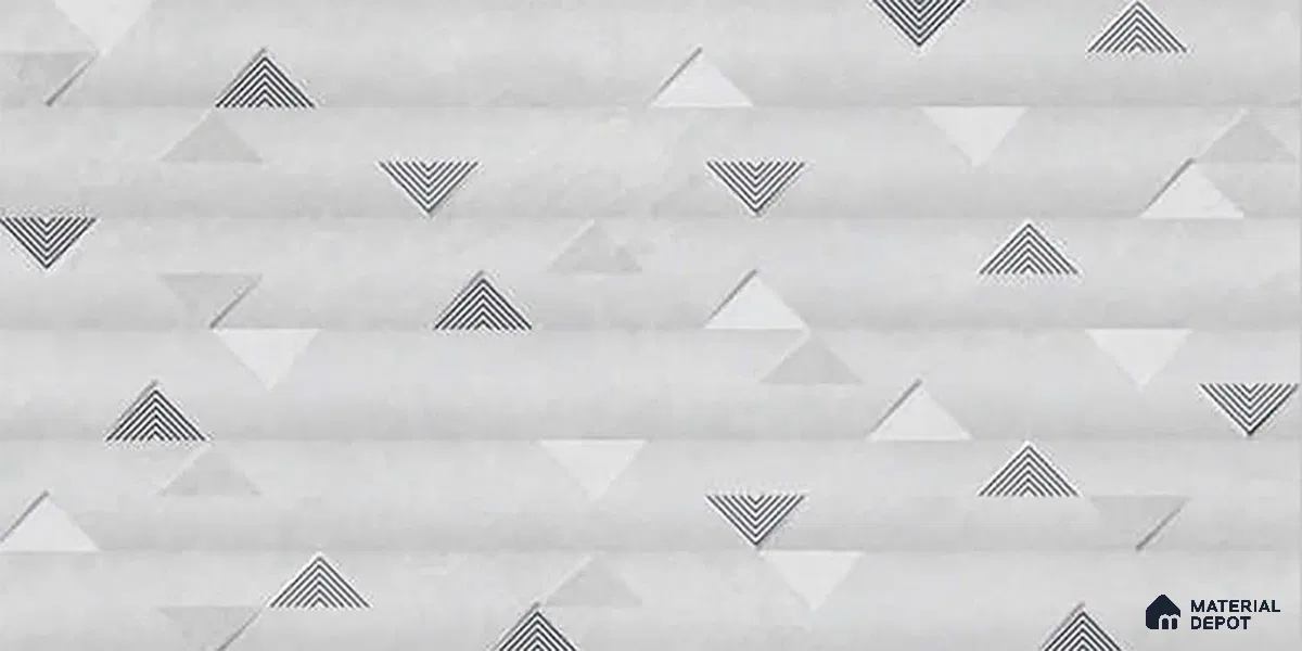 Grey Highlighter Wall Tile TL 06765 C Lustra Nimbus Cloud Accent 2 ft x 1 ft Ceramic Carving Satin Finish - 9 mm | Suitable For Kitchen Backsplash, Bathroom & Basin Accent
