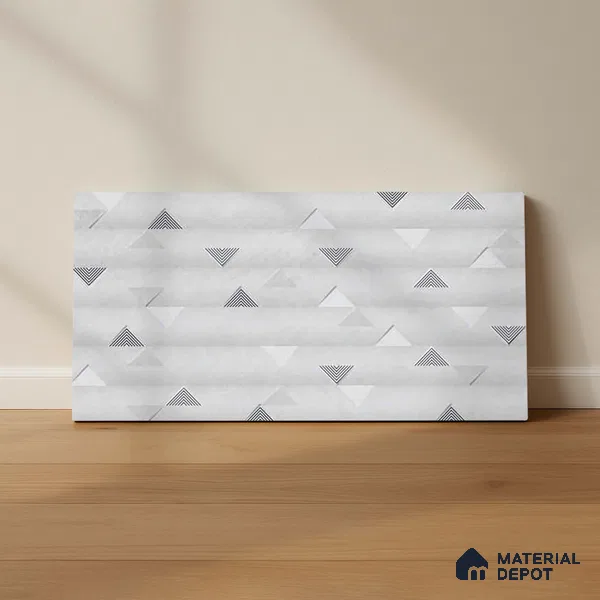 Grey Highlighter Wall Tile TL 06765 C Lustra Nimbus Cloud Accent 2 ft x 1 ft Ceramic Carving Satin Finish - 9 mm | Suitable For Kitchen Backsplash, Bathroom & Basin Accent