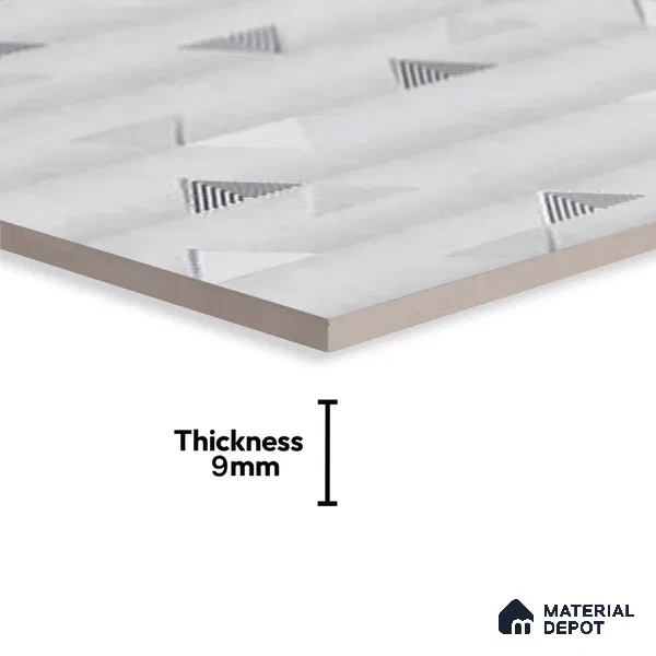 Grey Highlighter Wall Tile TL 06765 C Lustra Nimbus Cloud Accent 2 ft x 1 ft Ceramic Carving Satin Finish - 9 mm | Suitable For Kitchen Backsplash, Bathroom & Basin Accent