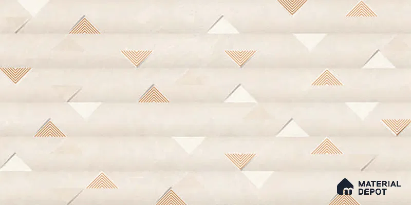Cream Highlighter Wall Tile TL 06766 C Lustra Moonlit Pearl Accent 2 ft x 1 ft Ceramic Carving Satin Finish - 9 mm | Suitable For Kitchen Backsplash, Bathroom & Basin Accent