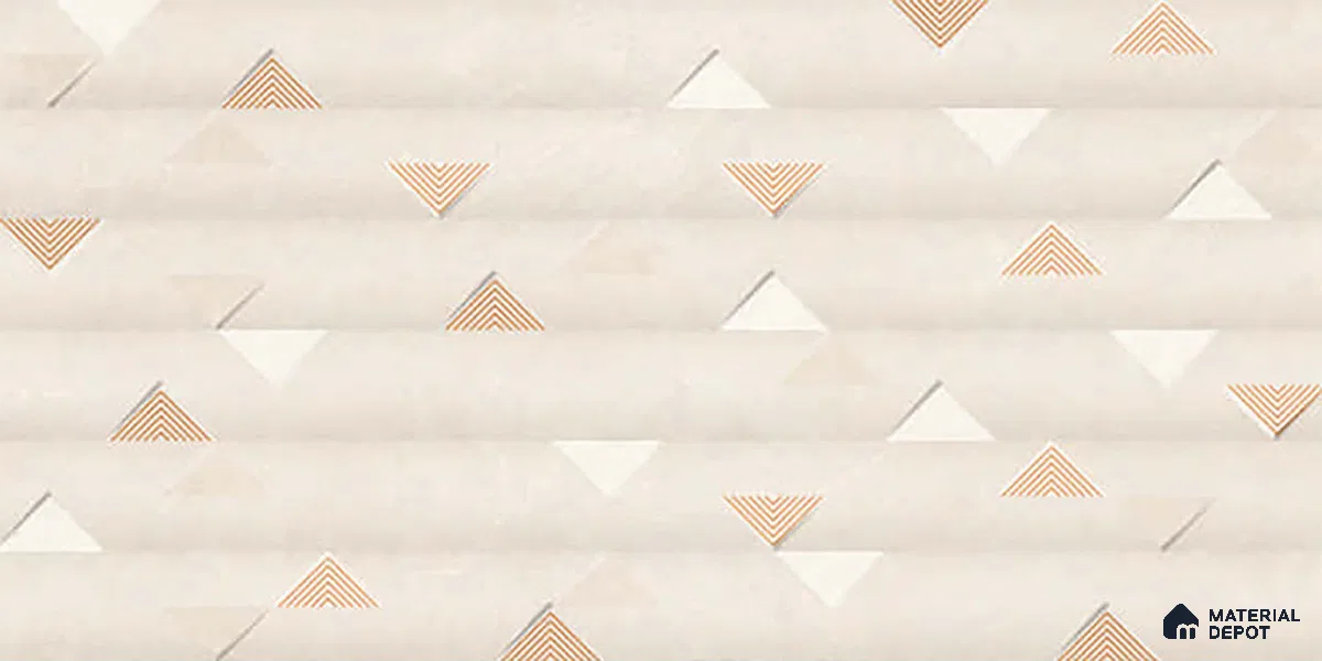 Cream Highlighter Wall Tile TL 06766 C Lustra Moonlit Pearl Accent 2 ft x 1 ft Ceramic Carving Satin Finish - 9 mm | Suitable For Kitchen Backsplash, Bathroom & Basin Accent