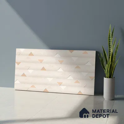 Cream Highlighter Wall Tile TL 06766 C Lustra Moonlit Pearl Accent 2 ft x 1 ft Ceramic Carving Satin Finish - 9 mm | Suitable For Kitchen Backsplash, Bathroom & Basin Accent